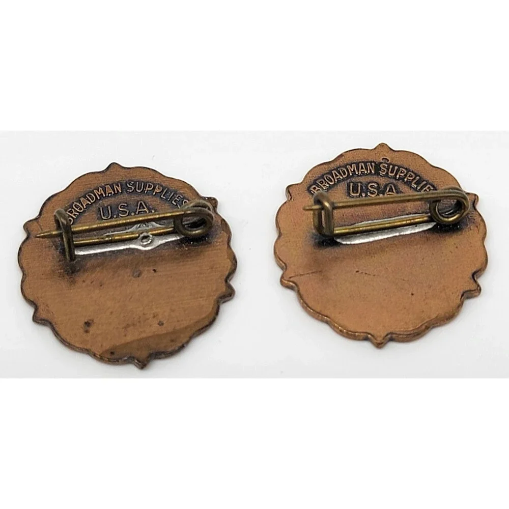 Baptist S.S. Sunday School Pins Lot of 2 Copper Tone Broadman Supplies USA